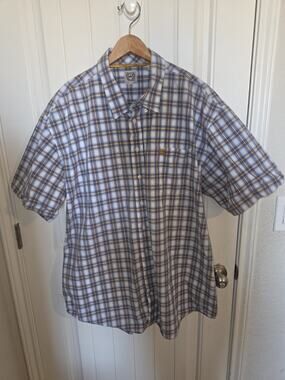 Cinch Mens XXXL Plaid Short Sleeve Button Up Western Cowboy Shirt Blue Yellow